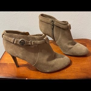 Coach Salene brown leather suede booties.